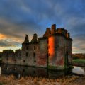 ancient moated caerlaverock castle in scotland