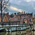 wonderful river scene in the city of brugge belgium hdr