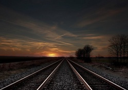 wonderful double railway tracks at sunset