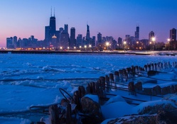 chicago on a frozen lake michigan