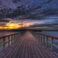 sunset on a great pier building hdr