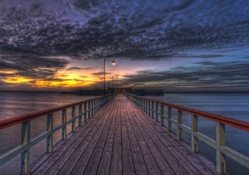 sunset on a great pier building hdr
