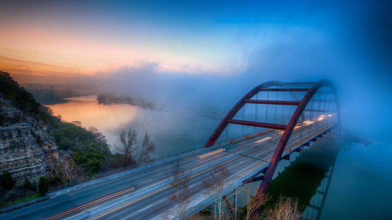 superb bridge into the fog