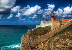 magnificent lighthouse on cliff fortress hdr