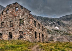 abandoned stone house in the mountains hdr