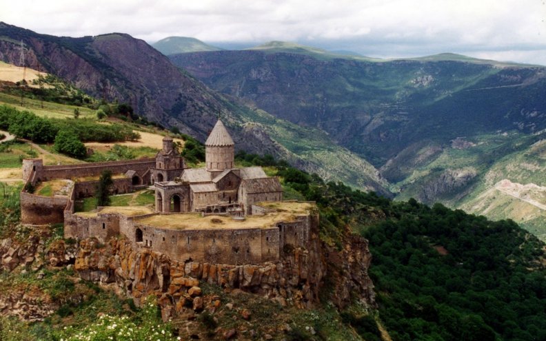 tatev monastary on mountains in armenia