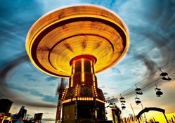 fantastic amusement park ride in motion