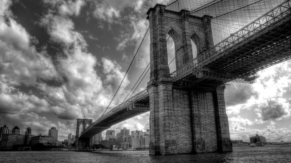 superb brooklyn bridge in black and white hdr