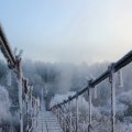 gorgeous suspension bridge in winter