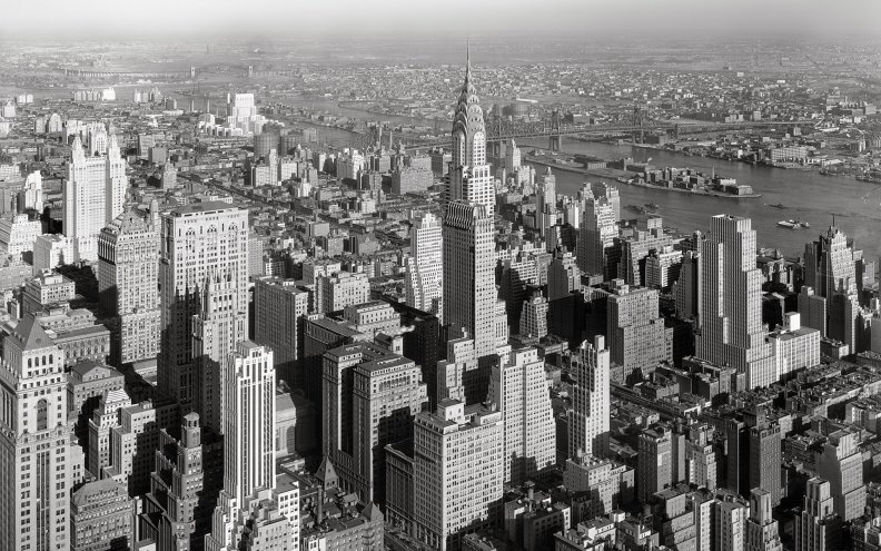 vintage view of nyc in grayscale