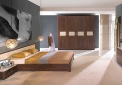 Modern bedroom with wallpaper
