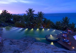 fantastic resort pool at dusk