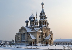 impressive orthodox church in winter