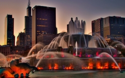 fantastic red fountain in chicago