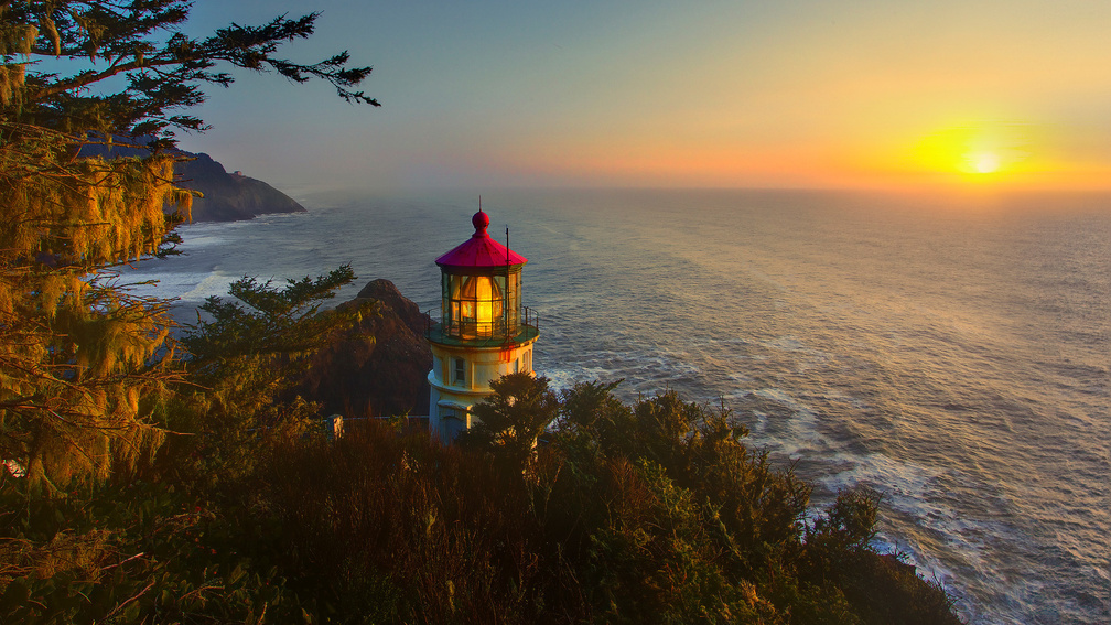 fantastic lighthouse at sunset