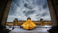 view of the louvre museum in france hdr