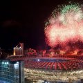 superb fireworks over stadium