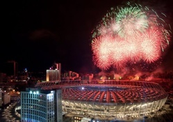 superb fireworks over stadium