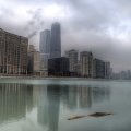 chicago covered by lake fog 