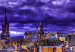 colorful city rooftops hdr