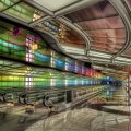 amazing banks of modern escalators hdr