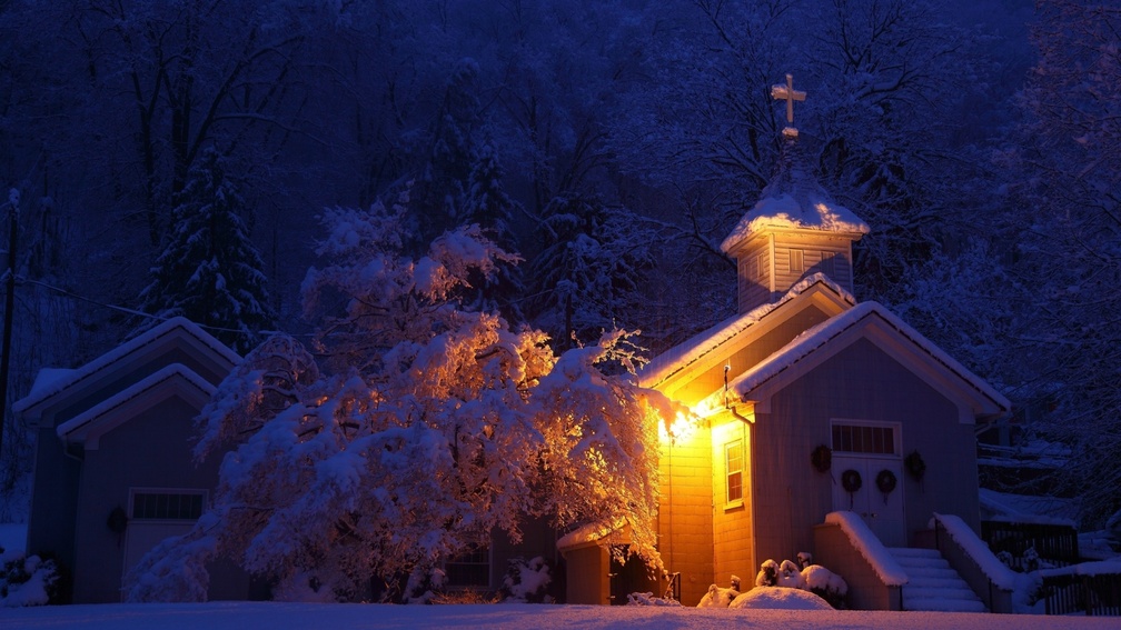 lovely church on a winter's night
