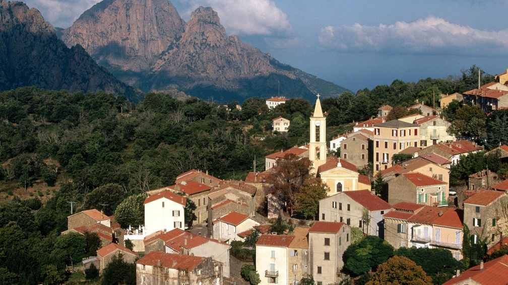 view of evisa in corsica island france