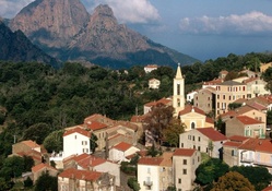 view of evisa in corsica island france