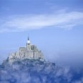monastery of Mont Saint_Michel in the fog