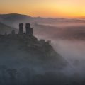 castle ruins in sunrise