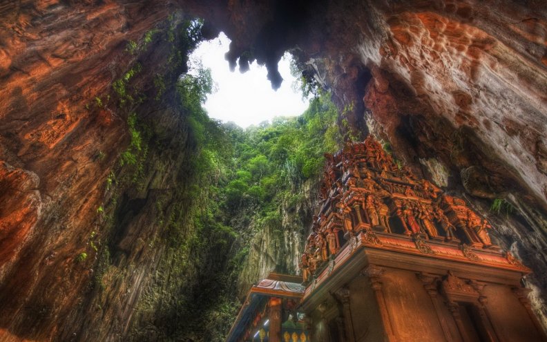 temple inside circular cave hdr
