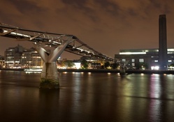 steel pedestrian bridge at night