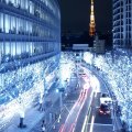 blue lights in a tokyo street