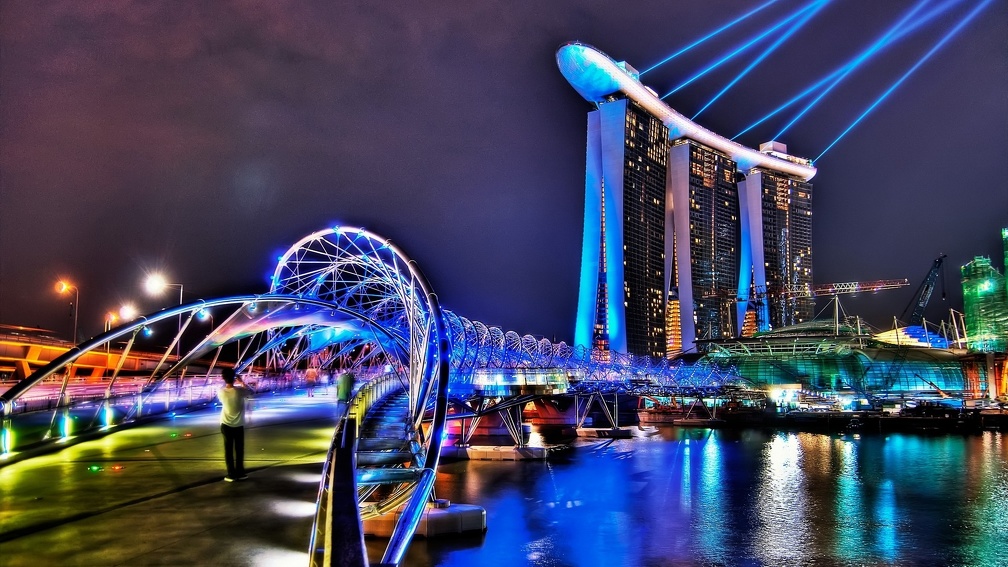magnificent modern bridge at night hdr