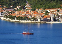 walled seaside town of korcula croatia