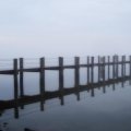 foggy early morning  sea pier