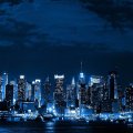 nyc in blue neon