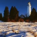 lake michigan lighthouse in winter
