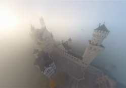 magical castle in the fog