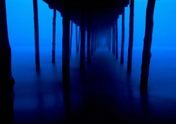 a misty night under a pier