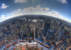fabulous fish eye view of nyc from up high hdr