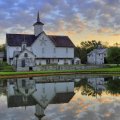 reflection of a lovely country church