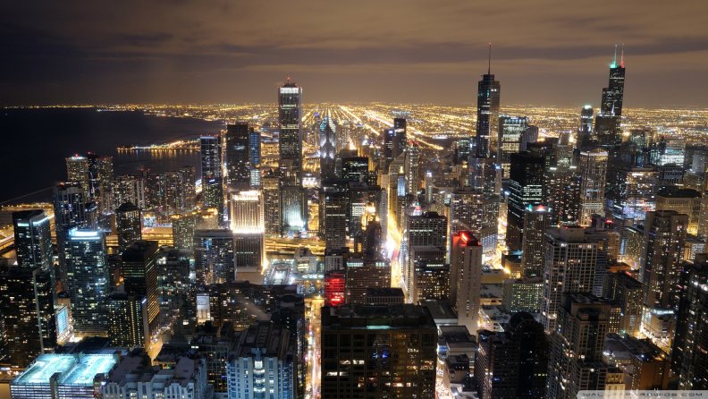 beautiful chicago skyline at night