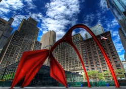 sculpture outside federal building in chicago hdr