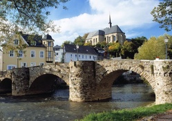 beautiful ancient little bridge in a german town