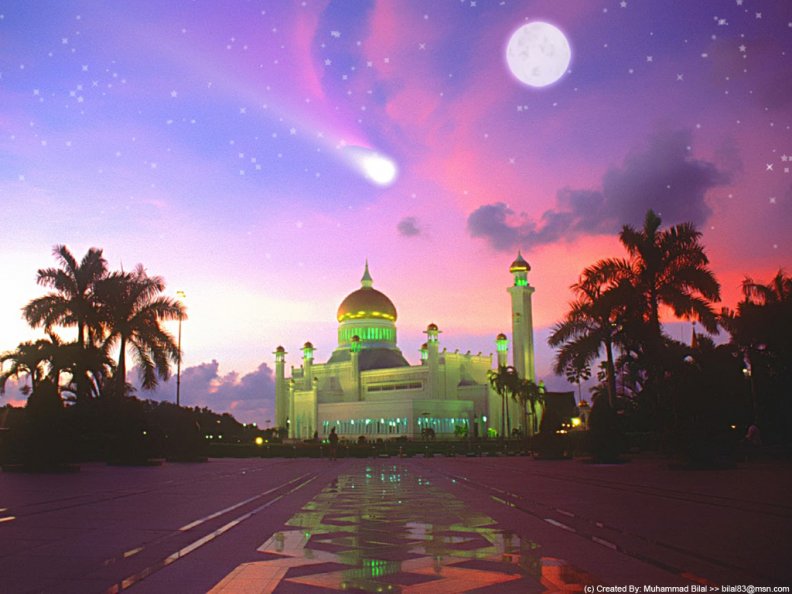 Mosque and Moonlight