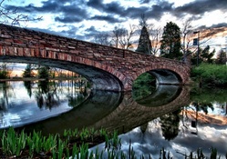 beautiful reflection bridge hdr