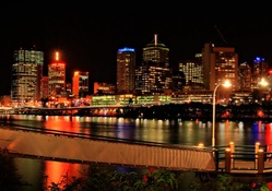 city river view at night