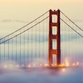 Golden Gate Bridge in dense fog