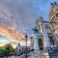 cathedral at sunset in montmartre france hdr